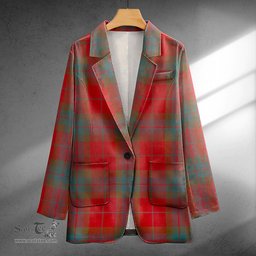 ScotsTee Shop Fraser of Boblainy Hugh Weathered Clan Crest Casual Tartan Flat Lapel Collar Blazer Tartan Blazer Cotton