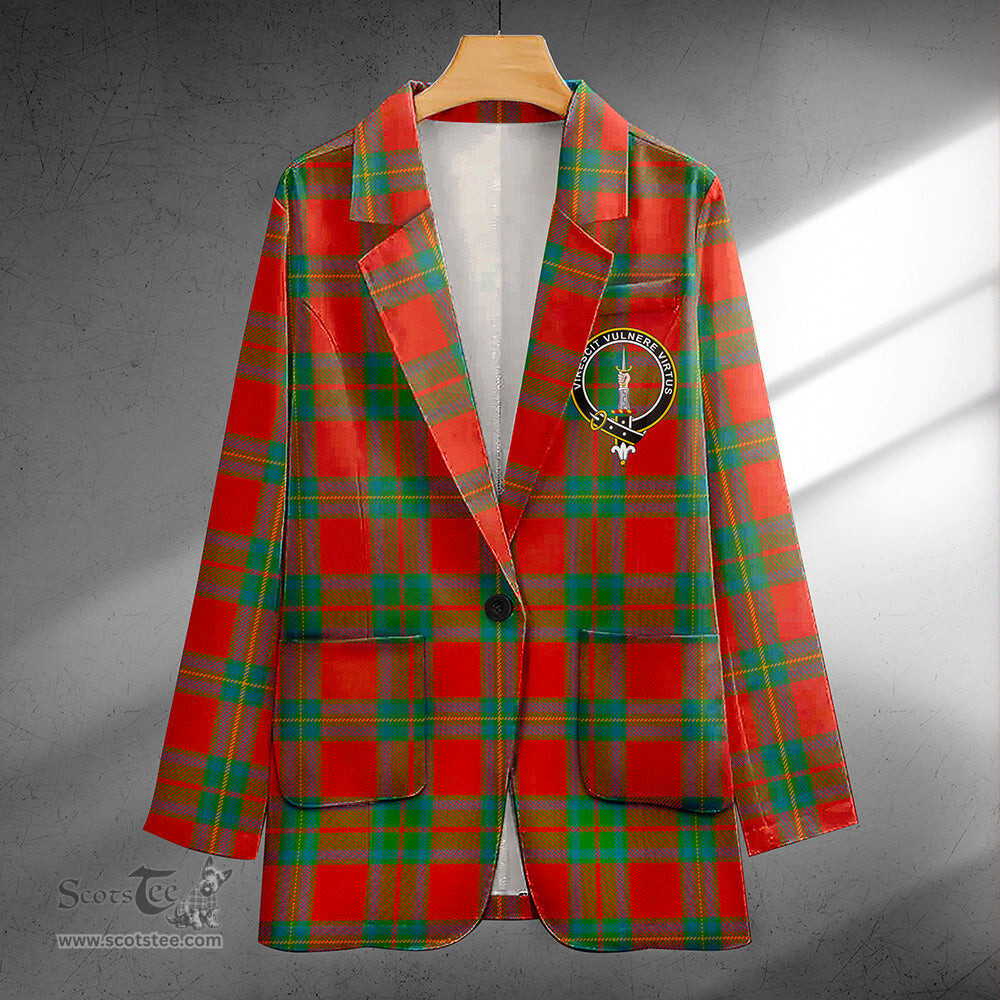 ScotsTee Shop Cruikshank Ancient Clan Crest Casual Tartan Flat Lapel Collar Blazer Tartan Blazer Cotton