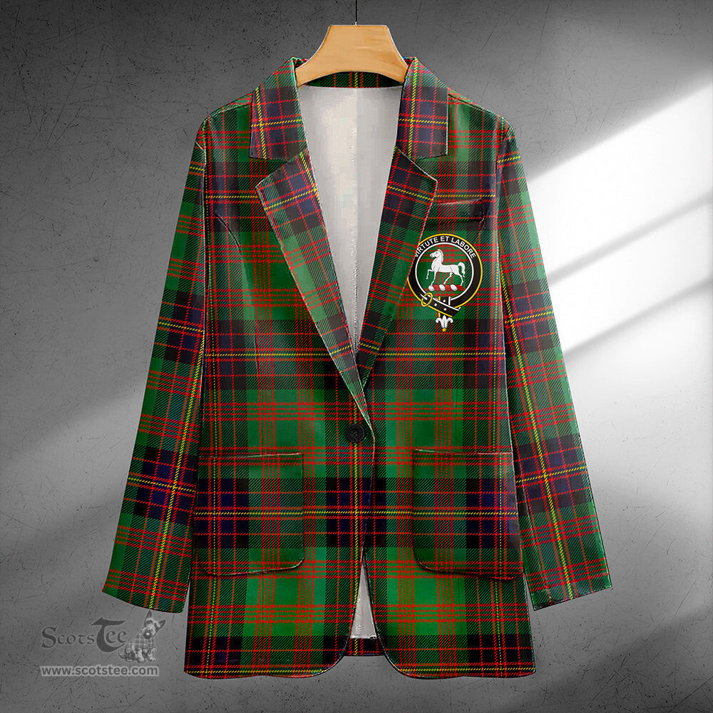 ScotsTee Shop Cochrane (Cochran) Modern Clan Crest Casual Tartan Flat Lapel Collar Blazer Tartan Blazer Cotton