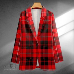 ScotsTee Shop Cunningham Modern Clan Crest Casual Tartan Flat Lapel Collar Blazer Tartan Blazer Cotton