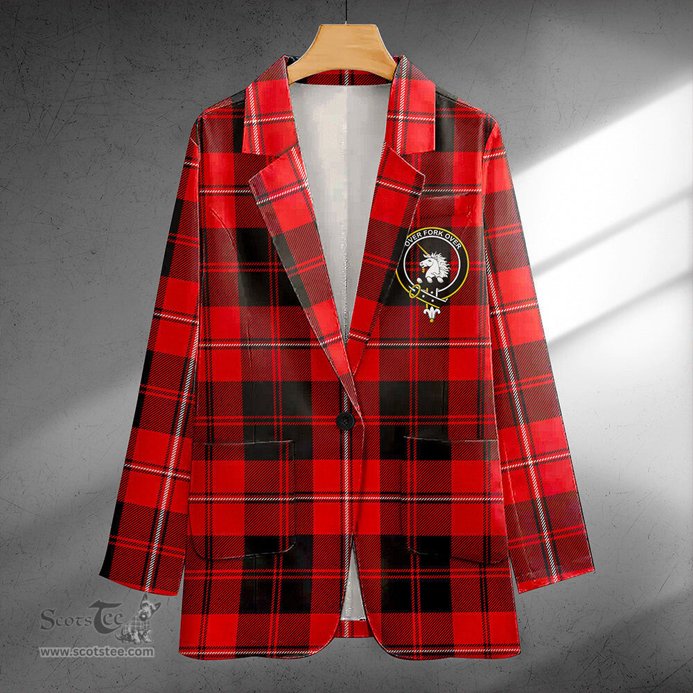 ScotsTee Shop Cunningham Modern Clan Crest Casual Tartan Flat Lapel Collar Blazer Tartan Blazer Cotton