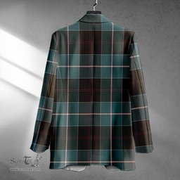 ScotsTee Shop Dunlop Weathered Clan Crest Casual Tartan Flat Lapel Collar Blazer Tartan Blazer Cotton