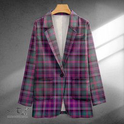 ScotsTee Shop Couper (Coupar) Weathered Clan Crest Casual Tartan Flat Lapel Collar Blazer Tartan Blazer Cotton