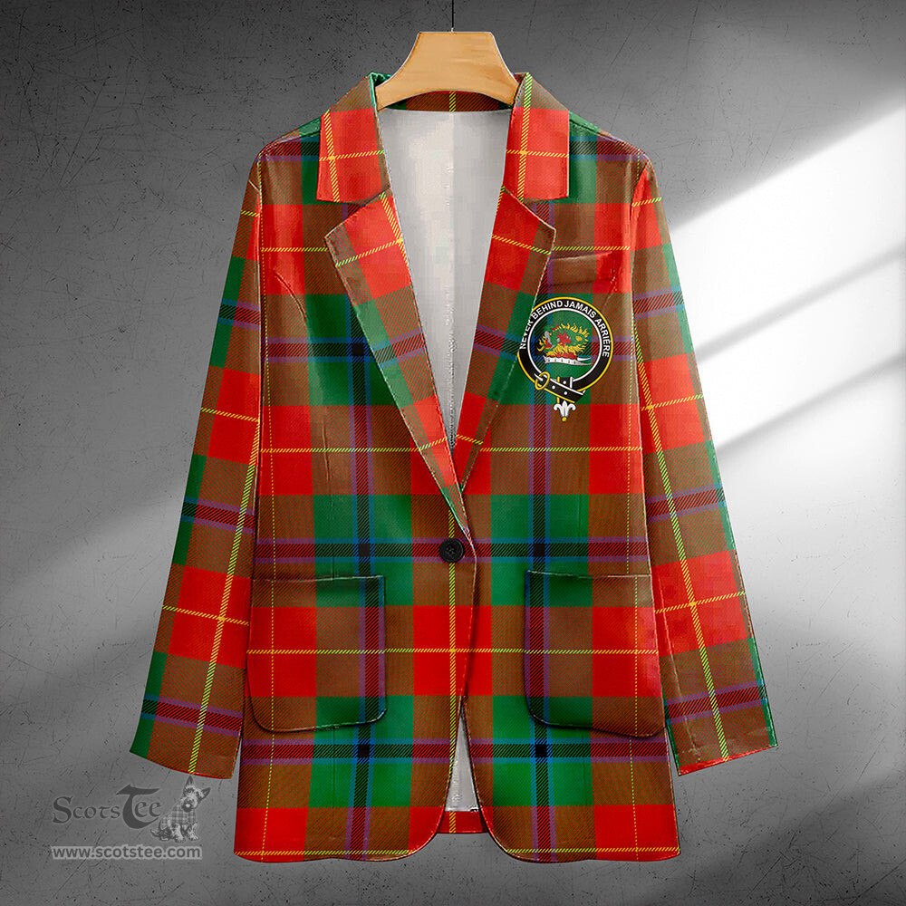ScotsTee Shop Douglas of Roxburgh Ancient Clan Crest Casual Tartan Flat Lapel Collar Blazer Tartan Blazer Cotton
