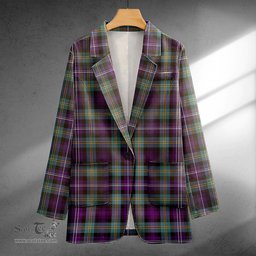 ScotsTee Shop Dyce Weathered Clan Crest Casual Tartan Flat Lapel Collar Blazer Tartan Blazer Cotton