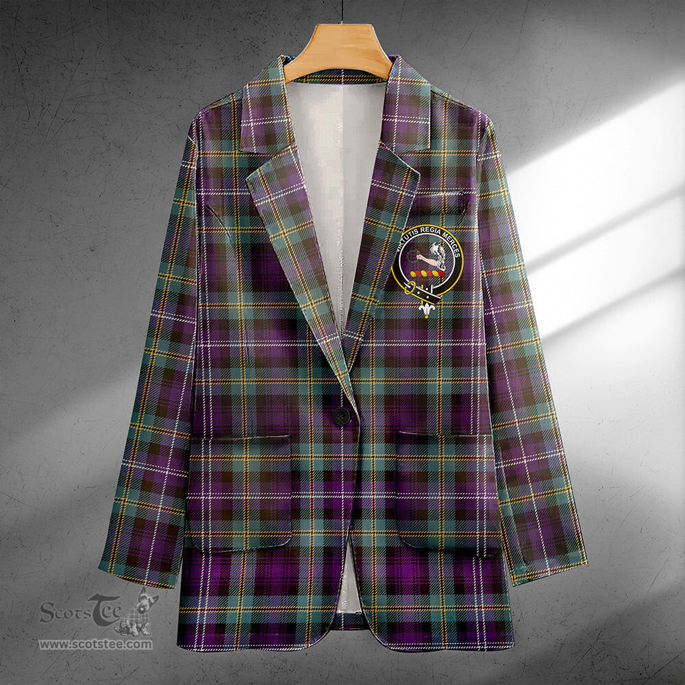 ScotsTee Shop Dyce Weathered Clan Crest Casual Tartan Flat Lapel Collar Blazer Tartan Blazer Cotton