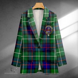ScotsTee Shop Davidson of Tulloch Modern Clan Crest Casual Tartan Flat Lapel Collar Blazer Tartan Blazer Cotton