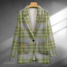 ScotsTee Shop Currie Weathered Clan Crest Casual Tartan Flat Lapel Collar Blazer Tartan Blazer Cotton