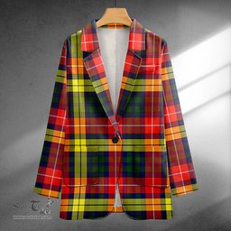 ScotsTee Shop Dewar Clan Crest Casual Tartan Flat Lapel Collar Blazer Tartan Blazer Cotton