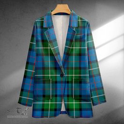 ScotsTee Shop Davidson Ancient Clan Crest Casual Tartan Flat Lapel Collar Blazer Tartan Blazer Cotton