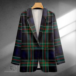 ScotsTee Shop Colquhoun Modern Clan Crest Casual Tartan Flat Lapel Collar Blazer Tartan Blazer Cotton