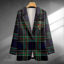 ScotsTee Shop Colquhoun Modern Clan Crest Casual Tartan Flat Lapel Collar Blazer Tartan Blazer Cotton