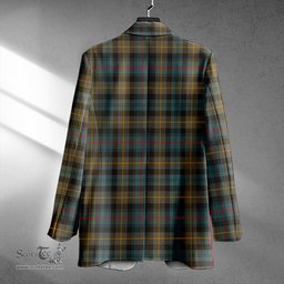 ScotsTee Shop Farquharson Weathered Clan Crest Casual Tartan Flat Lapel Collar Blazer Tartan Blazer Cotton