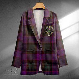ScotsTee Shop Ferguson of Balquhidder Weathered Clan Crest Casual Tartan Flat Lapel Collar Blazer Tartan Blazer Cotton