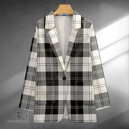 ScotsTee Shop Erskine Blue Clan Crest Casual Tartan Flat Lapel Collar Blazer Tartan Blazer Cotton