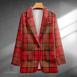 ScotsTee Shop Dunbar Weathered Clan Crest Casual Tartan Flat Lapel Collar Blazer Tartan Blazer Cotton