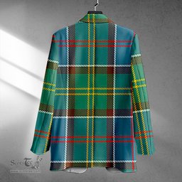 ScotsTee Shop Colville District Clan Crest Casual Tartan Flat Lapel Collar Blazer Tartan Blazer Cotton