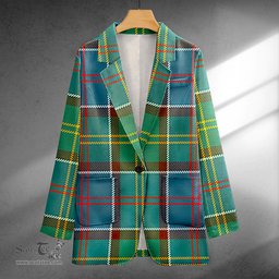 ScotsTee Shop Colville District Clan Crest Casual Tartan Flat Lapel Collar Blazer Tartan Blazer Cotton