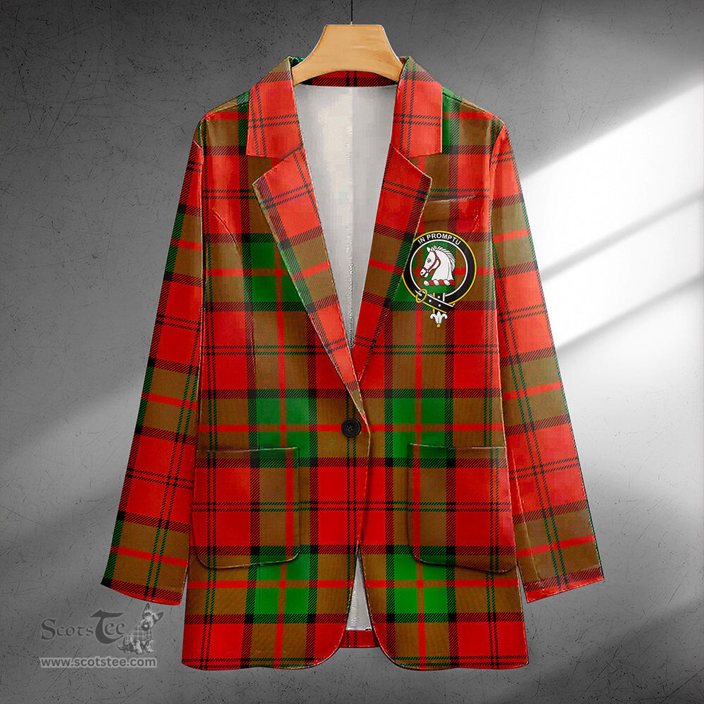 ScotsTee Shop Dunbar Ancient Clan Crest Casual Tartan Flat Lapel Collar Blazer Tartan Blazer Cotton