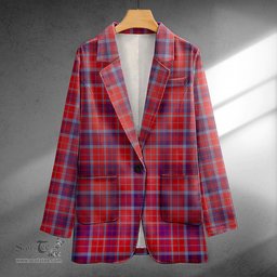 ScotsTee Shop Fraser of Reelig Weathered Clan Crest Casual Tartan Flat Lapel Collar Blazer Tartan Blazer Cotton