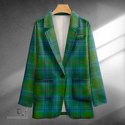 ScotsTee Shop Cranston Modern Clan Crest Casual Tartan Flat Lapel Collar Blazer Tartan Blazer Cotton