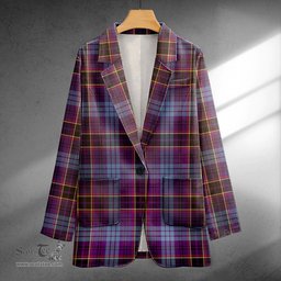 ScotsTee Shop Dempster Weathered Clan Crest Casual Tartan Flat Lapel Collar Blazer Tartan Blazer Cotton
