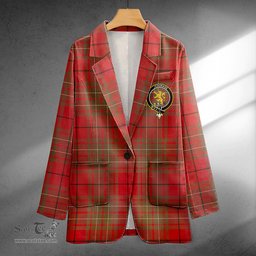 ScotsTee Shop Cumming (MacAulay #2) Weathered Clan Crest Casual Tartan Flat Lapel Collar Blazer Tartan Blazer Cotton