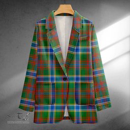 ScotsTee Shop Currie of Arran Modern Clan Crest Casual Tartan Flat Lapel Collar Blazer Tartan Blazer Cotton