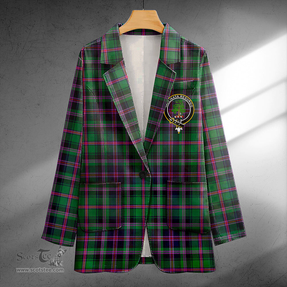 ScotsTee Shop Cooper Modern Clan Crest Casual Tartan Flat Lapel Collar Blazer Tartan Blazer Cotton
