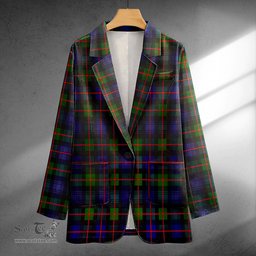 ScotsTee Shop Fleming Clan Crest Casual Tartan Flat Lapel Collar Blazer Tartan Blazer Cotton
