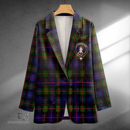 ScotsTee Shop Fleming Clan Crest Casual Tartan Flat Lapel Collar Blazer Tartan Blazer Cotton