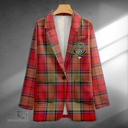 ScotsTee Shop Dickie Weathered Clan Crest Casual Tartan Flat Lapel Collar Blazer Tartan Blazer Cotton