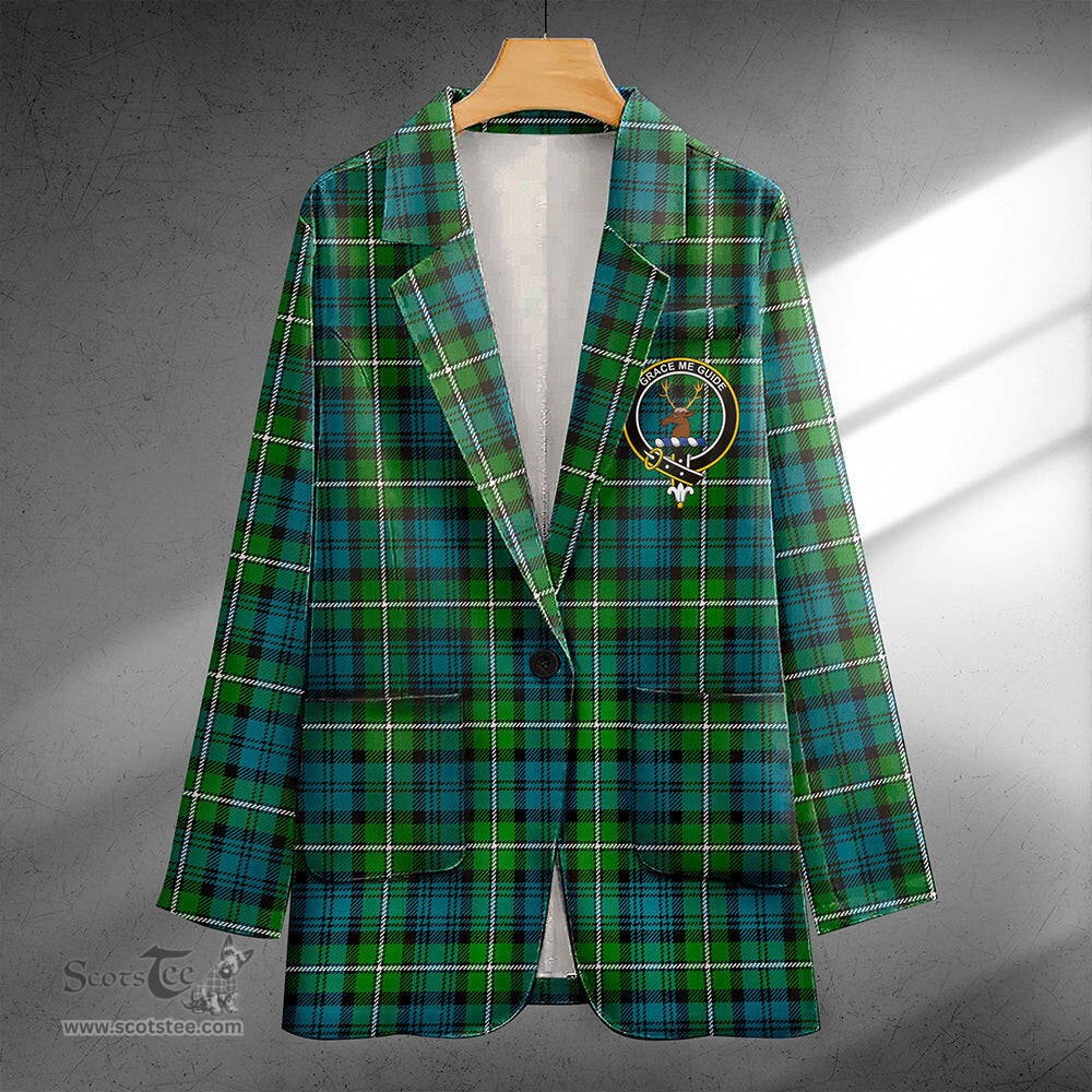 ScotsTee Shop Forbes Ancient Clan Crest Casual Tartan Flat Lapel Collar Blazer Tartan Blazer Cotton