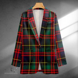 ScotsTee Shop Deas Modern Clan Crest Casual Tartan Flat Lapel Collar Blazer Tartan Blazer Cotton