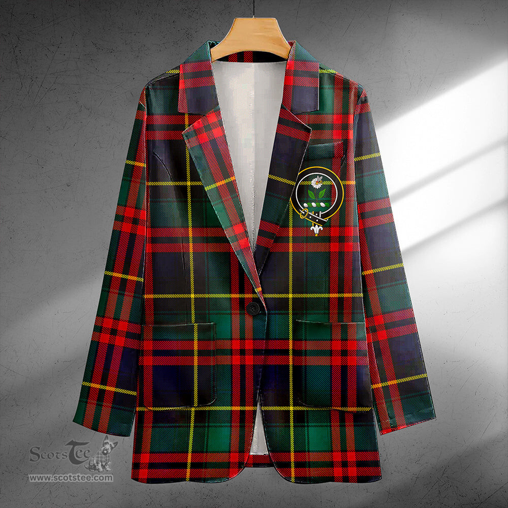 ScotsTee Shop Deas Modern Clan Crest Casual Tartan Flat Lapel Collar Blazer Tartan Blazer Cotton