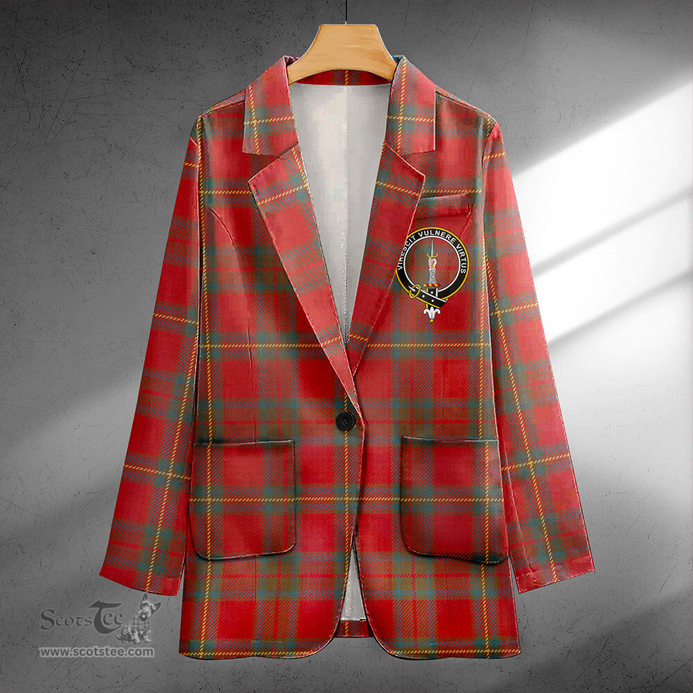 ScotsTee Shop Cruikshank Weathered Clan Crest Casual Tartan Flat Lapel Collar Blazer Tartan Blazer Cotton