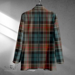 ScotsTee Shop Colquhoun Weathered Clan Crest Casual Tartan Flat Lapel Collar Blazer Tartan Blazer Cotton