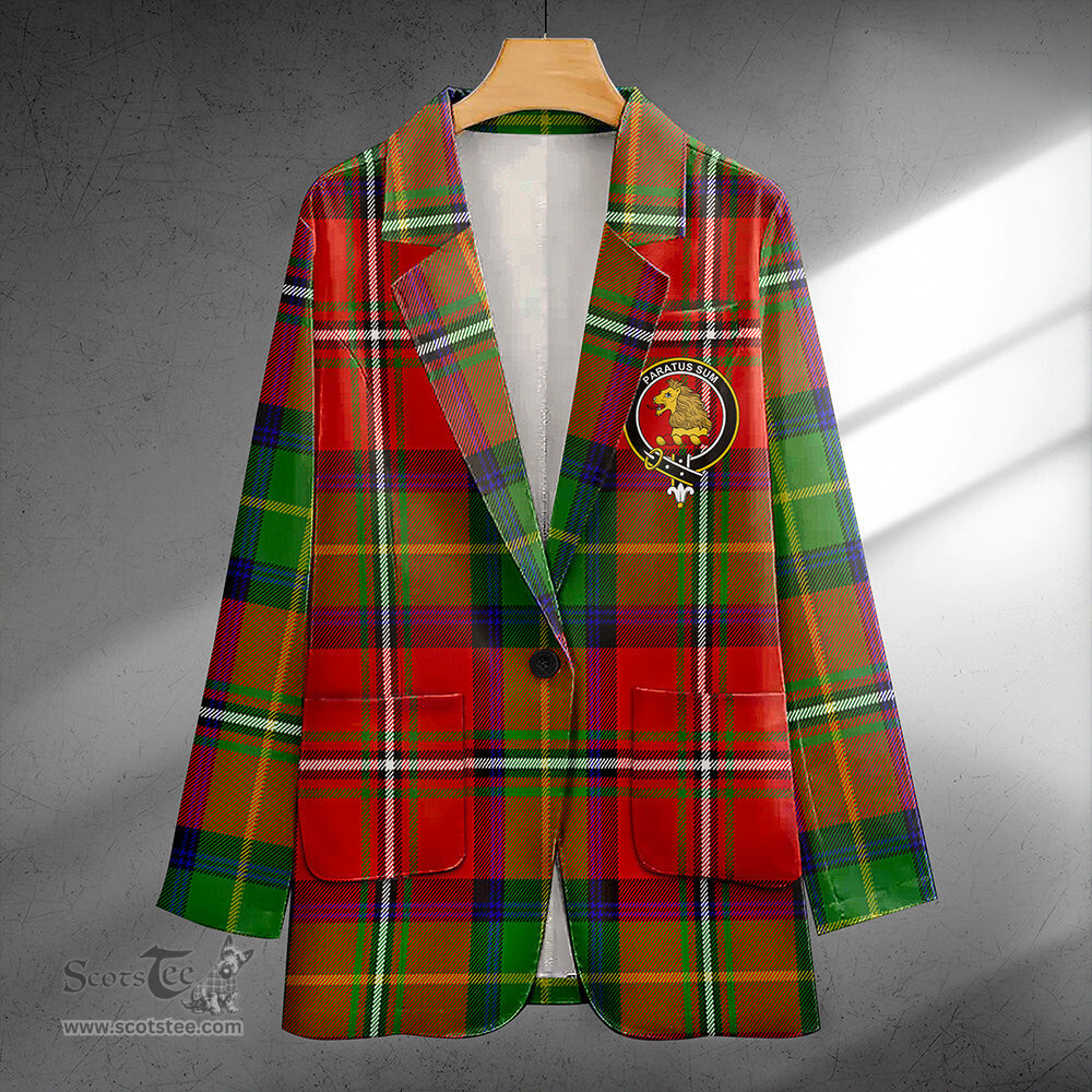 ScotsTee Shop Fairlie Modern Clan Crest Casual Tartan Flat Lapel Collar Blazer Tartan Blazer Cotton