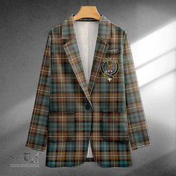 ScotsTee Shop Forbes Weathered Clan Crest Casual Tartan Flat Lapel Collar Blazer Tartan Blazer Cotton