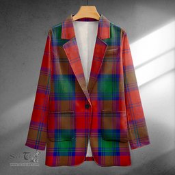 ScotsTee Shop Fotheringham Modern Clan Crest Casual Tartan Flat Lapel Collar Blazer Tartan Blazer Cotton