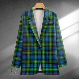 ScotsTee Shop Farquharson Ancient Clan Crest Casual Tartan Flat Lapel Collar Blazer Tartan Blazer Cotton