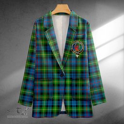 ScotsTee Shop Farquharson Ancient Clan Crest Casual Tartan Flat Lapel Collar Blazer Tartan Blazer Cotton