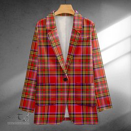 ScotsTee Shop Hepburn Ancient Clan Crest Casual Tartan Flat Lapel Collar Blazer Tartan Blazer Cotton