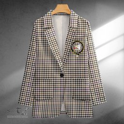 ScotsTee Shop Halliday (Holliday) Weathered Clan Crest Casual Tartan Flat Lapel Collar Blazer Tartan Blazer Cotton