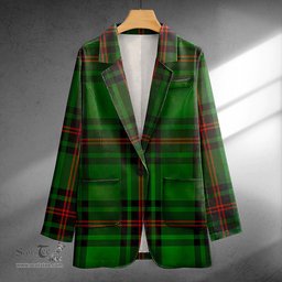 ScotsTee Shop Halkerston Clan Crest Casual Tartan Flat Lapel Collar Blazer Tartan Blazer Cotton