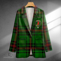 ScotsTee Shop Halkerston Clan Crest Casual Tartan Flat Lapel Collar Blazer Tartan Blazer Cotton