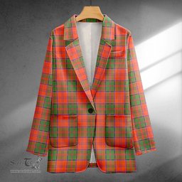 ScotsTee Shop Grant Ancient Clan Crest Casual Tartan Flat Lapel Collar Blazer Tartan Blazer Cotton