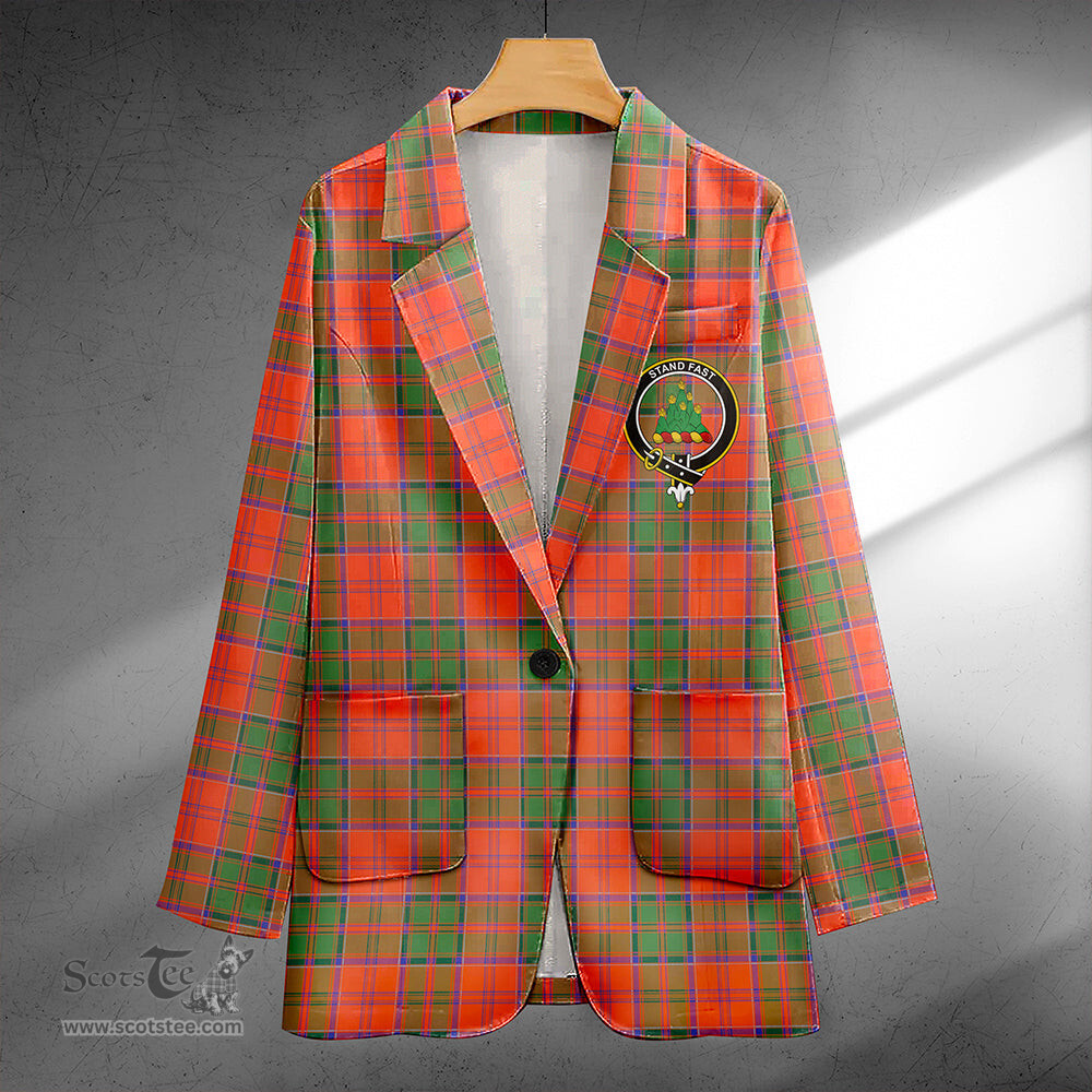 ScotsTee Shop Grant Ancient Clan Crest Casual Tartan Flat Lapel Collar Blazer Tartan Blazer Cotton
