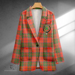 ScotsTee Shop Grant Ancient Clan Crest Casual Tartan Flat Lapel Collar Blazer Tartan Blazer Cotton