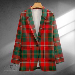 ScotsTee Shop Hay Modern Clan Crest Casual Tartan Flat Lapel Collar Blazer Tartan Blazer Cotton